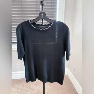 Ann Taylor Black Sweater with White Trim